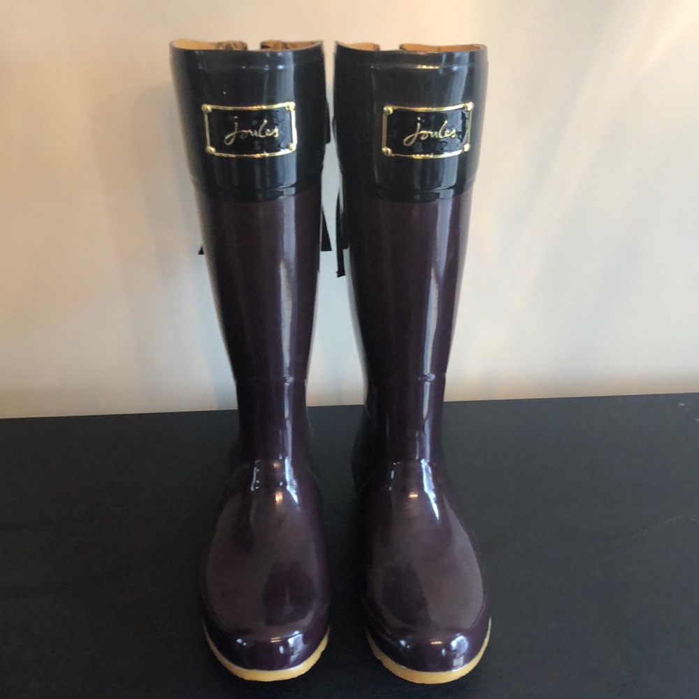 Joules glossy bow back rain boots